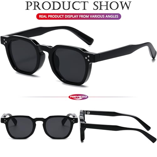 AIEYEZO Retro Sunglasses for Womens Mens Square Thick Framed Shades Trendy Vintage Sun Glasses