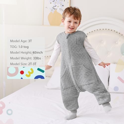 HOMEAL Toddler Sleep Sack with Legs, 1.0 TOG Wearable Blanket, Soft Cotton Baby Sleep Sack for Kids (2T–3T)