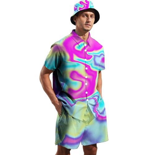 GIRPOL 2 Piece Outfits Hawaiian Shirt and Shorts with Hat
