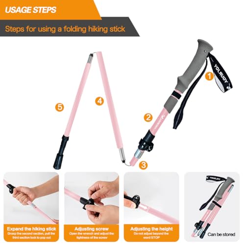 Yourjoy Hiking Trekking Poles, Macaron Colors 2 Pack Anti Shock, Adjustable, Collapsible Hiking Poles for Trekking or Walk...