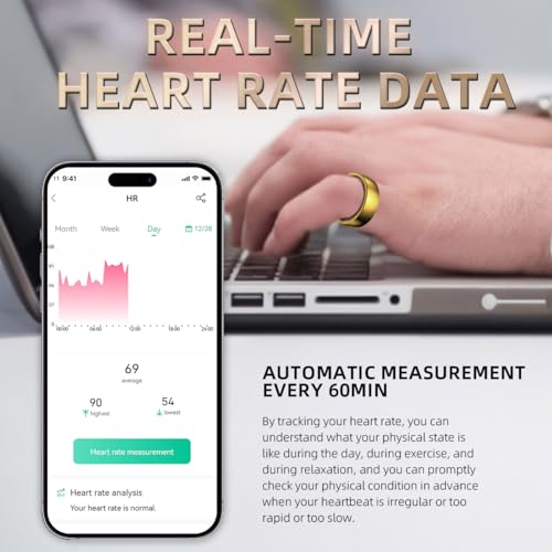 Smart Ring Heart Rate Monitor Fitness Ring Blood Pressure Sleep Tracker Fitness Tracker Pedometer Calories Step Counter Wa...