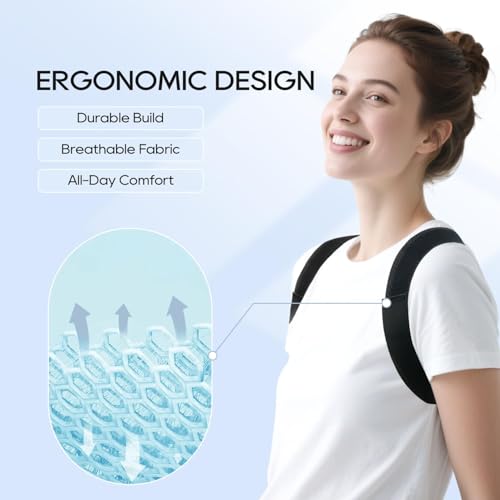 Duoorra Posture Corrector for Women and Men, Adjustable Upper & Mid Back Brace for Neck, Shoulder & Back Support, Breathab...