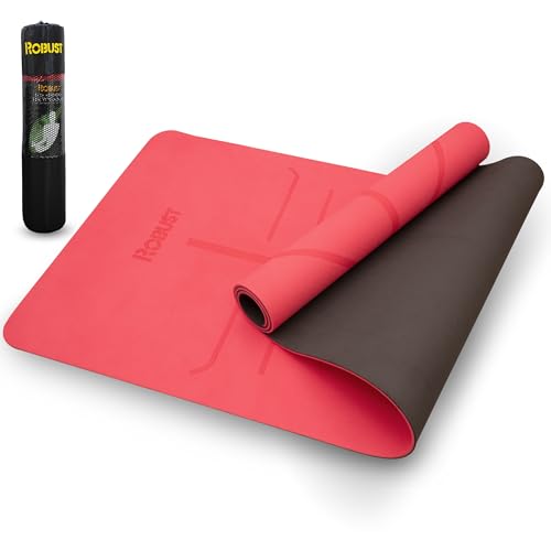 Robust Extra Thick Yoga Mat 1/4 & 1/3 & 2/5 Inch - Non Slip Exercise Mat with Alignment Lines, Carrying Strap, TPE Eco-Fri...
