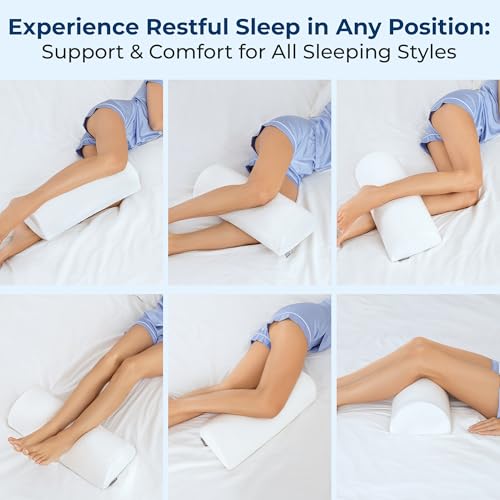 5 STARS UNITED Knee Pillow for Back Sleeping – Memory Foam Cushion for Sciatica Pain Relief – Under Leg Support for Sleepi...
