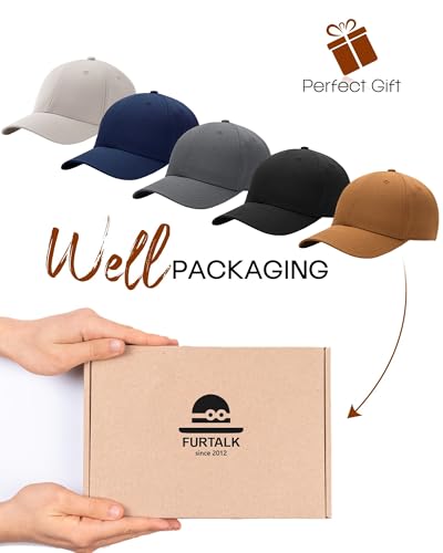 FURTALK Mens Structured Baseball Cap Adjustable Washed Cotton Golf Dad Hat Plain Classic Hats for Men