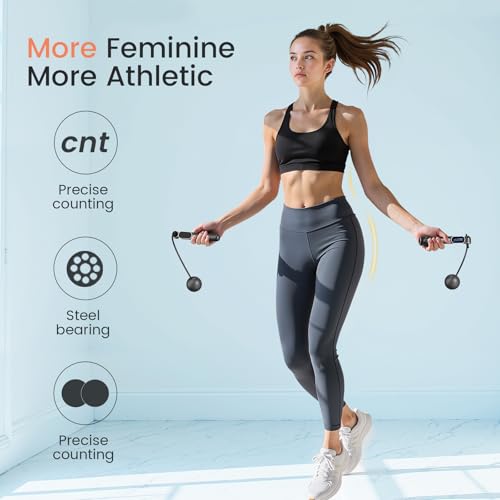 Athspo Smart Cordless Jump Rope with Counter, 2-in-1 Weighted Jump Rope, Indoor Fitness, Indoor Home Workouts