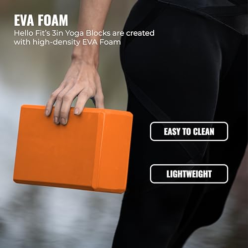 Hello Fit 3" Yoga Block, 10 Pack Bulk EVA Foam Yoga Blocks, Firm and Supportive Yoga Brick, Balance Foam for Stretching, P...