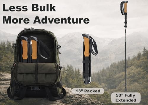 TrailRidge Co. Trekking Poles (2-Pack) – Lightweight Aircraft-Grade Aluminum Hiking/Walking Sticks, Quick-Lock Adjustable ...