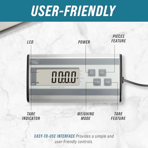 Smart Weigh Digital Postal Shipping Scale, Heavy Duty, 440 lb Capacity, 6 oz Readability, Hold & Tare Function, Stainless ...