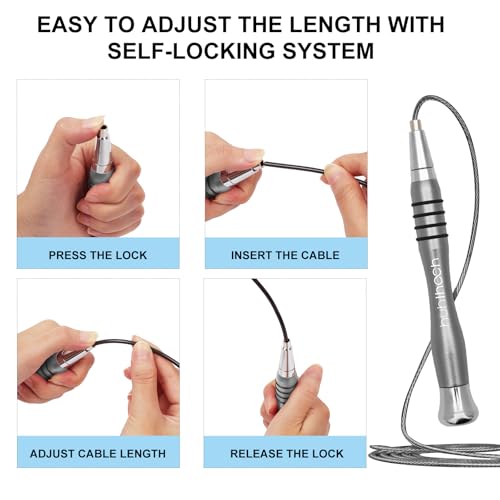 High Speed Jump Rope - Self-Locking No-Screw Design, Weighted Jump Rope, 360° Fast Rotation, Silicone Textured Design, No...