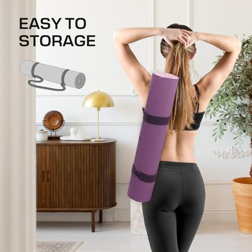 Yoga Mat Non Slip, Anti-Tear 0.24" Thick TPE Yoga Mats for Women and Men, 72"x24" Exercise & Fitness Mat with Carrying Str...