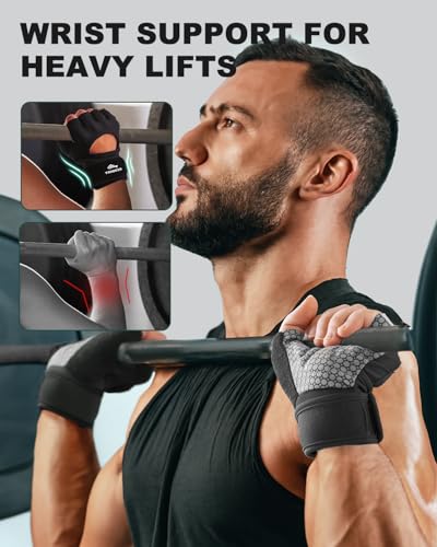 Trideer Weight Lifting Gloves for Women Men with Wrist Support, Workout Gloves Women Full Palm Protection for Gym Trainin...