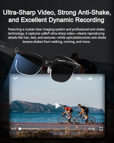 MNVOEQ Smart Glasses with Camera 4K, Video Recording.Bluetooth for Men & Women -Hands-Free Recording Glasses with Audio, A...