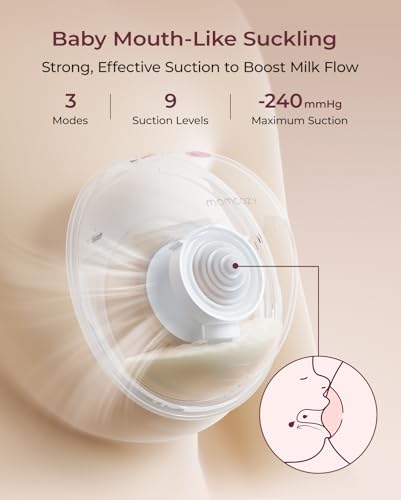 Momcozy M5 Lite Hands-Free Wearable Breast Pump, DoubleFit Flange for Baby-Like Comfort, 3 Modes & 9 Suction Levels, No Fl...