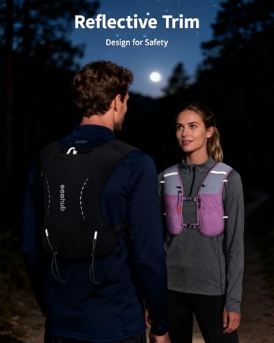 ECOHUB Running Hydration Vest Backpack with 2*500ML Soft Flask, Lightweight Trail Running Pack for Men Women, Adjustable N...