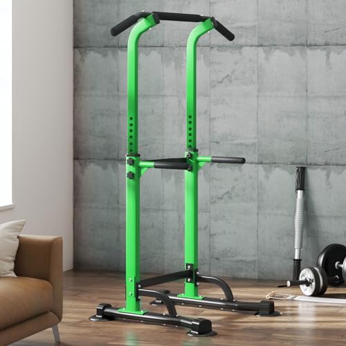 SogesPower Power Tower Dip Station Pull Up Bar for Home Gym Adjustable Height Strength Training Workout Equipment,Pull Up ...