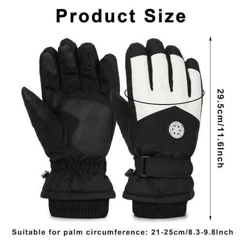 OVOY Men Ski Winter Snow Gloves - Thick Windproof, Cold Weather, Touch-Screen Finger for Skiing Riding