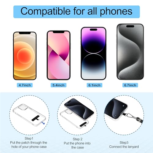 takyu Phone Lanyard, 2 Pack Adjustable Cell Phone Lanyard Crossbody Neck Strap & 2 Pack Phone Wrist Strap with 2 Pcs Tethe...