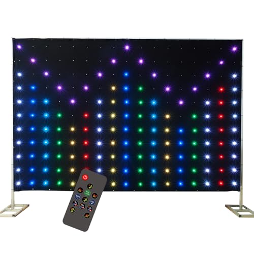 KHXED DJ Stage Light Pro 6.5x9.8ft LED Motion Drape Sound-Activated Rhythm Lights with Remote, 150+ Music Motion Effects f...