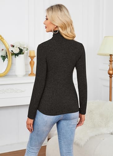 XSRYT 2 Pack Womens Long Sleeve Turtleneck Shirts Basic Fall Thermal Lightweight Pullover Tops Trendy Comfy Undershirts