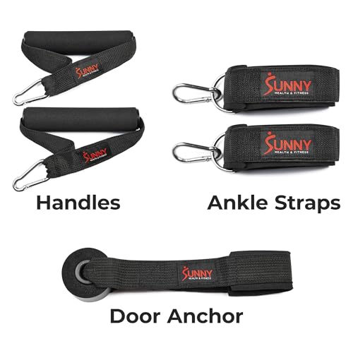 Sunny Health & Fitness Premium Resistance Band Set with Door Anchors, Wrist Straps, Handles Carry Bag Optional Padded Ankl...
