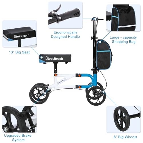 Knee Scooter，Knee Scooter for Adults for Foot Surgery，Knee Walker for Foot Injuries Compact Crutch Alternative with Dual B...