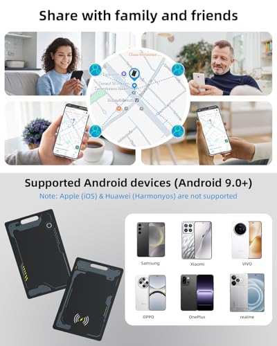 CooAoo Wallet Tracker Card Android, IP68 Waterproof Smart Card Luggage Tracker Compatible with Google Find Hub (Android On...