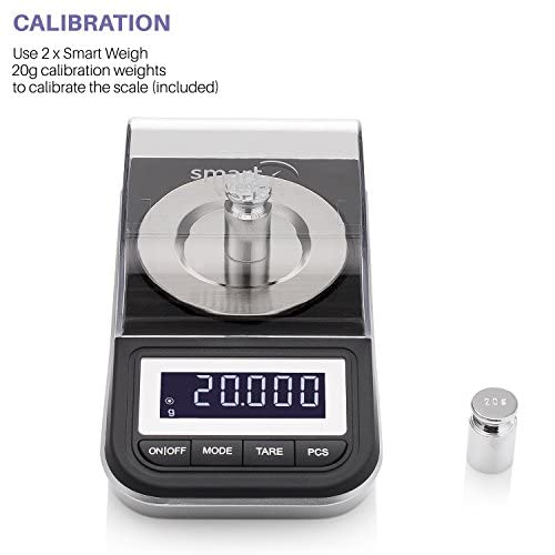 Smart Weigh 50g x 0.001 Grams, Premium High Precision Digital Milligram Scale, Includes Tweezers, Calibration Weights,Thre...