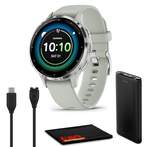 Garmin Venu 3S Advanced Fitness and Health Tracker Smart Watch Silver Stainless Steel Bezel with 41MM Sage Gray Case and S...