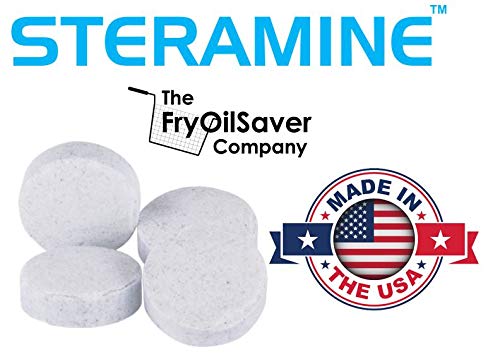 Pack of 6 (900 Tab) Steramine Sanitizing Tablets w/ 30x QT-10 Test Strips by FryOilSaver Co., Steramine Multi Purpose Contact Solution Sanitizer Tablets for Gym, Hotel, Bar, Restaurants & Food Service