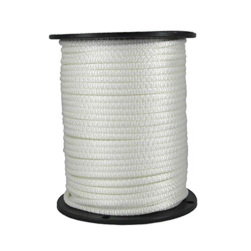 1/4 inch White Dacron Polyester Rope - 500 Foot Spool | Solid Braid - Industrial Grade - High UV and Abrasion Resistance -...