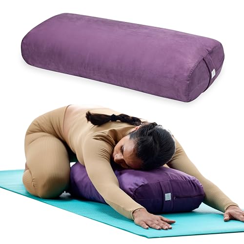 Gaiam Round Yoga Bolster Pillow, Soft Meditation Cushion for Yoga, Massage and Back Support, Breathable Cotton Fill, Zippe...