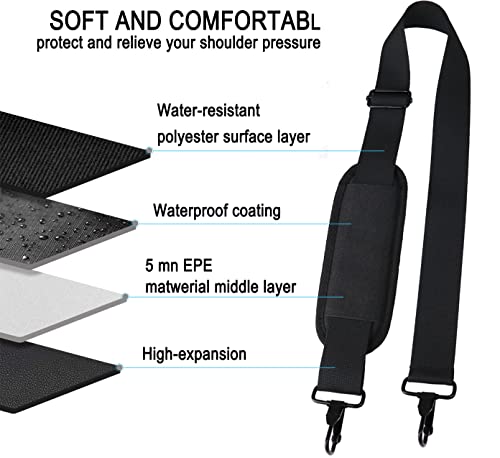Askuko Shoulder Strap 56 Inch, Universal Adjustable Shoulder Belt Replacement Laptop Bag Shoulder Strap with Metal Hooks f...