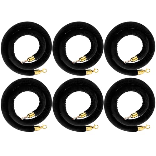 Woanger 6 Pack Velvet Stanchion Rope, 5 Feet Crowd Control Stanchion Ropes Safety Barrier with Gold Plated Hook for Carpet...