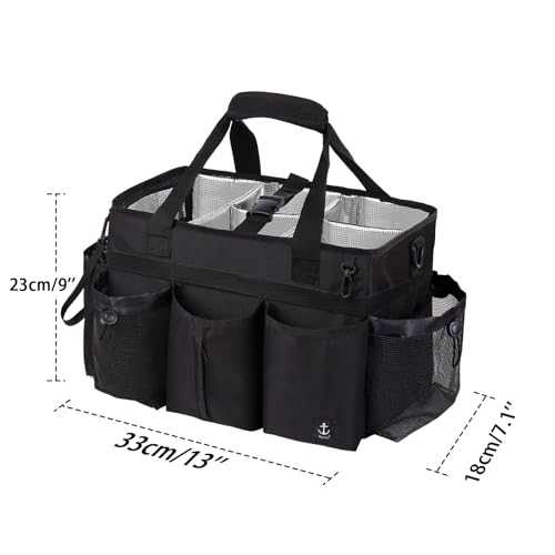 Timoxi Large Wearable Cleaning Caddy Bag with Detachable Divider, Cleaning Organizer with Handles, Cleaning Supply Tote wi...