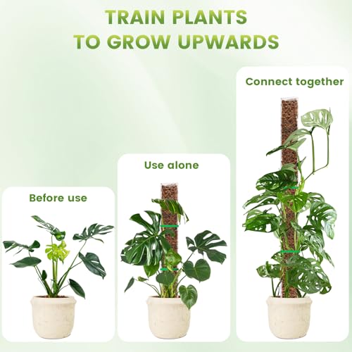 EOX 8 Pcs 24 Inch Plastic Moss Pole for Monstera, Large D Shaped Poles for Climbing Plants Work with Sphagnum Moss, Garden...