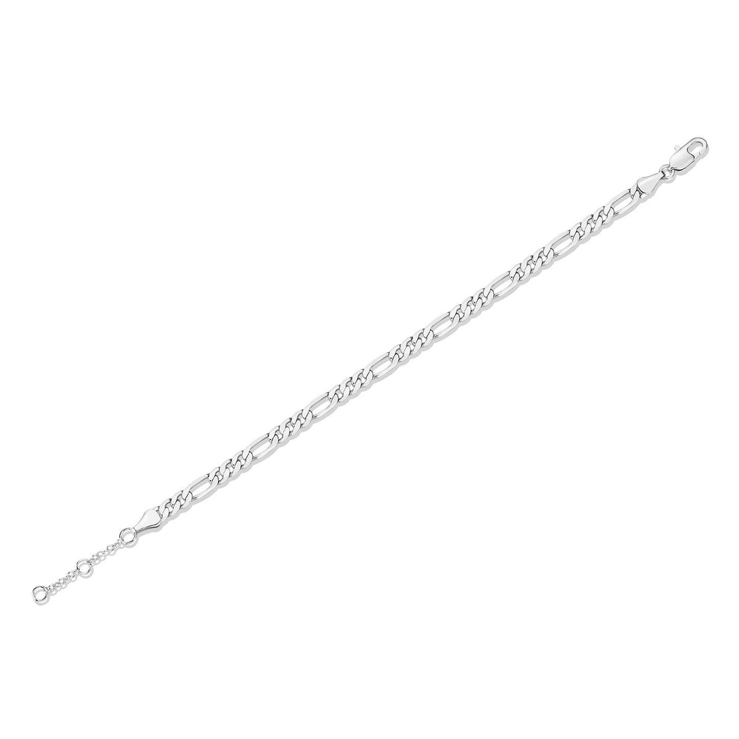 PAVOI 14K Gold Plated Paperclip/Curb/Figaro Chain Adjustable Bracelet for Women (Figaro-L, White Gold Plated)