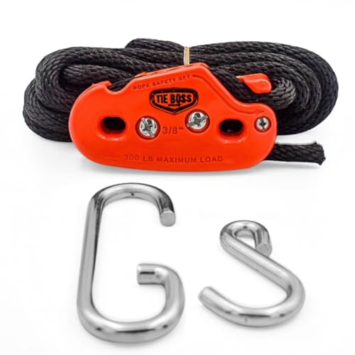 Tie Boss - 3/8 Inch, Heavy Duty, (300 lbs Working Load Limit), Weather Resistant, Tie Down, Rope Tightening System, (w/15 ...