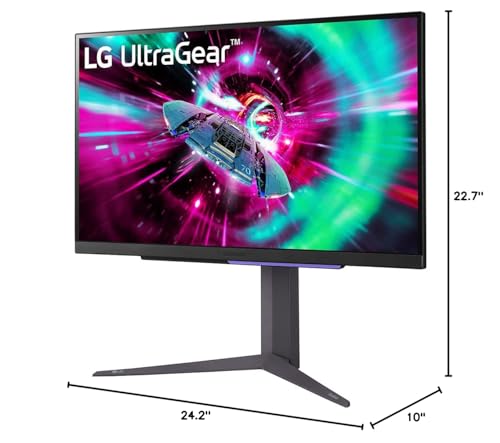 LG 27" UltraGear 4K UHD (3840x2160) Gaming Monitor, 144Hz, 1ms, VESA DisplayHDR 400, G-SYNC and AMD FreeSync Premium, HDMI 2.1, DisplayPort, 4-Pole HP Out DTS HP:X, Tilt/Height/Pivot Stand, Black