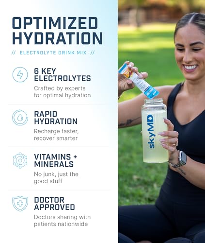 skyMD Daily Hydration | Electrolytes Powder Packets | Low Sugar, 10 Calories | 12 Vitamins & Minerals, Sodium | Drink Mix ...