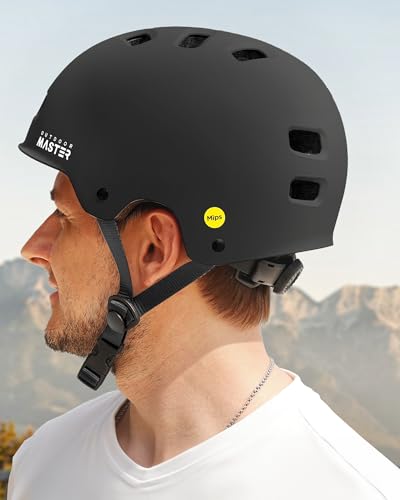 OutdoorMaster MIPS Skateboard Cycling Helmet for Adults - Lightweight, Ventilated Multi-Sport Helmet with Two Removable Li...