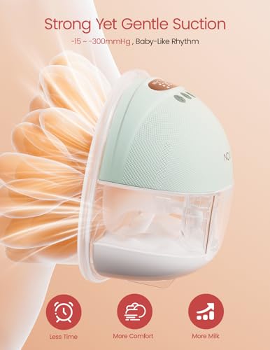 NCVI Wearable Breast Pump Hands Free, Portable Electric Breastfeeding Pump with 1400mAh Battery, Quiet Operation, Smart LE...
