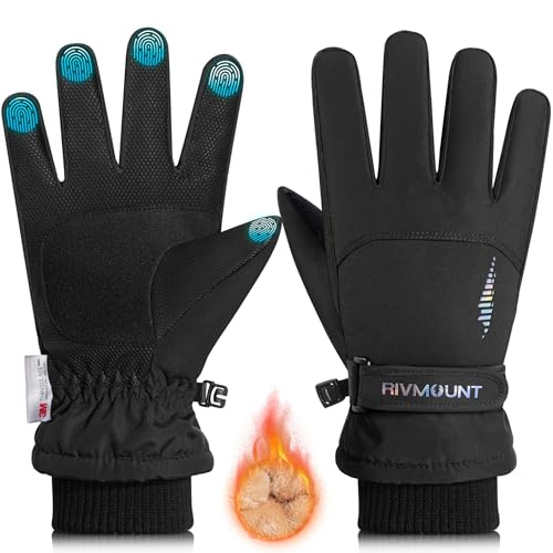 rivmount Kids 3M Winter Ski Snowboarding Snow Gloves Warm Thermal Waterproof Windproof Touchscreen for Boys Girls in Cold ...