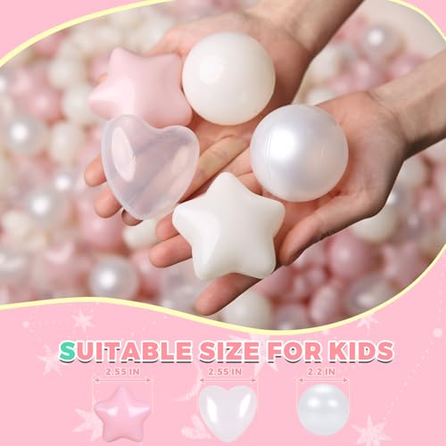 TRENDPLAY Ball Pit Balls Star and Heart Shapes for Toddlers - 50 100 200 500 Count Plastic Balls for Ball Pit Fun and Play