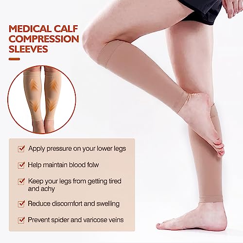 bounfend® Calf Compression Sleeves Socks for Men & Women (20-30mmHg) Leg Plus Size, Medical Grade for Varicose Veins, Swel...