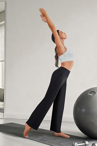 COPYLEAF Wide Leg Pants Woman High Waist Yoga Pants with Pockets Loose Stretch Dress Work Sweatpants Casual Lounge
