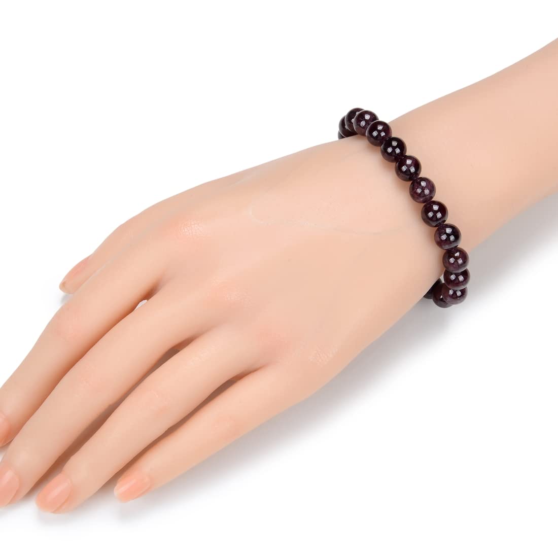 Adabele Real Natural Garnet Gemstone Beaded Bracelet 7 inch Stretch Chakra Healing Crystal Stone Jewelry Women Mom Gift (Unisex)