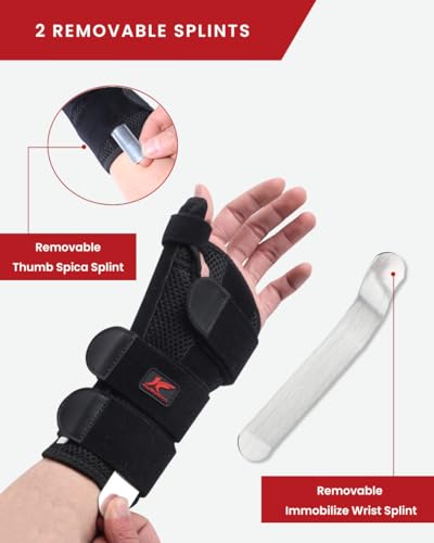 Hurmoya Wrist Brace Thumb Spica Splint Support for Carpal Tunnel, De Quervain's Tenosynovitis, Tendonitis Pain Arthritis T...