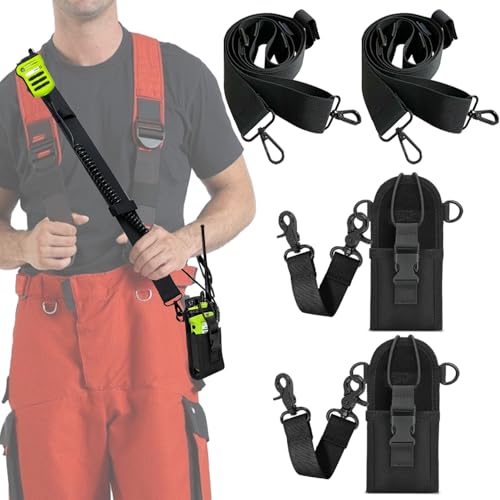 Levowin 2 Pack Firefighter Radio Strap and Holder with Sway Strap Bundle Set, Adjustment Ability and Mic Holder, Holds Wal...