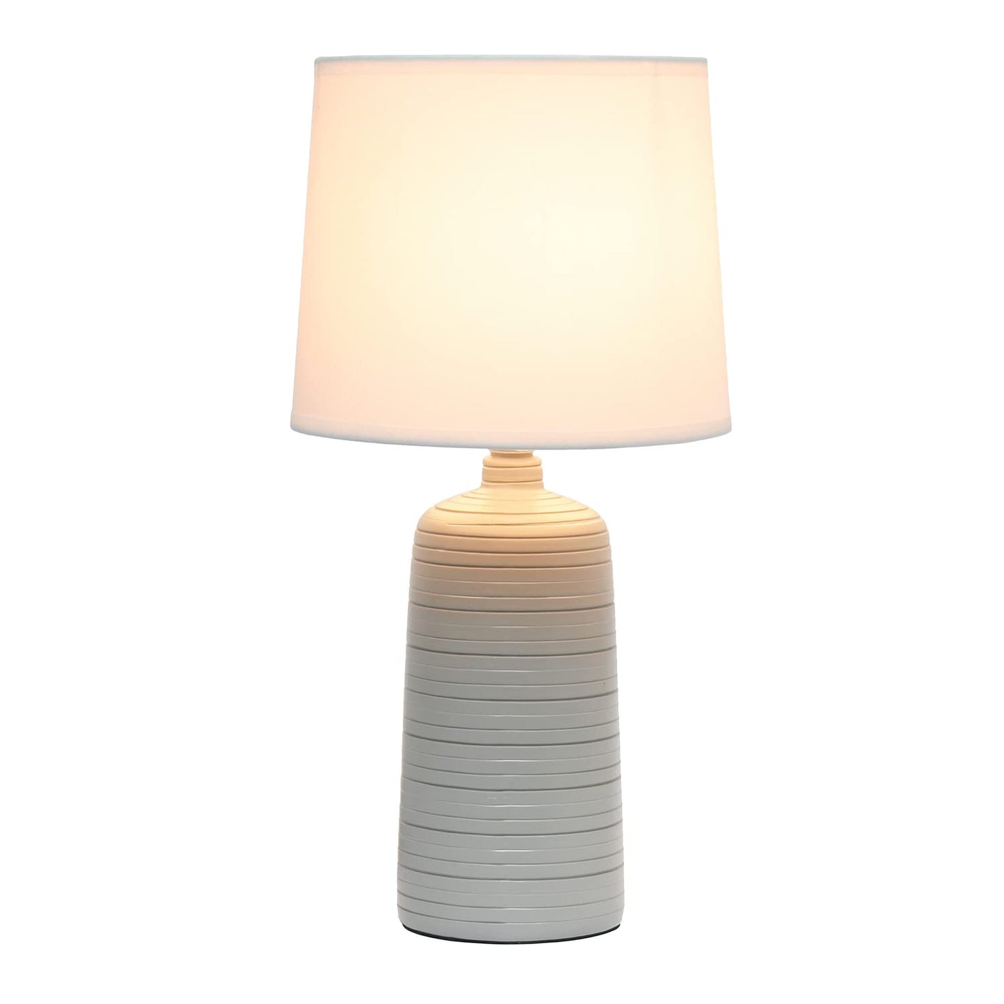 Simple Designs LT2085-TAU Ceramic Table Lamp, Textured, 8inL x 8inW x 15.75inH, Taupe